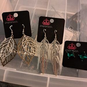Paparazzi Silver and Green Earrings Set